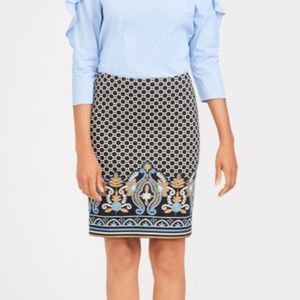 NWT J. Mclaughlin Bees Nest Embroidered Pencil Skirt Womens 6 Lucy